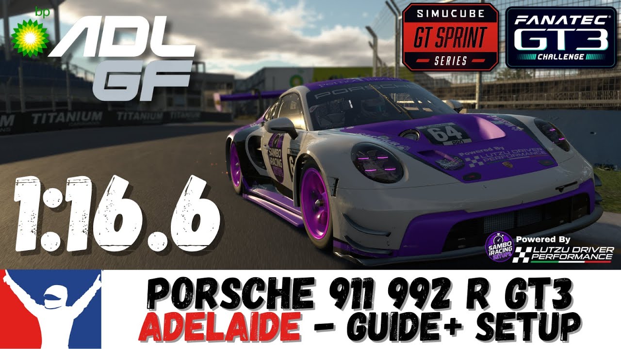 iRacing Porsche GT3 Adelaide Guide - 1:16.6 - Porsche 911 992 R Adelaide Track Guide
