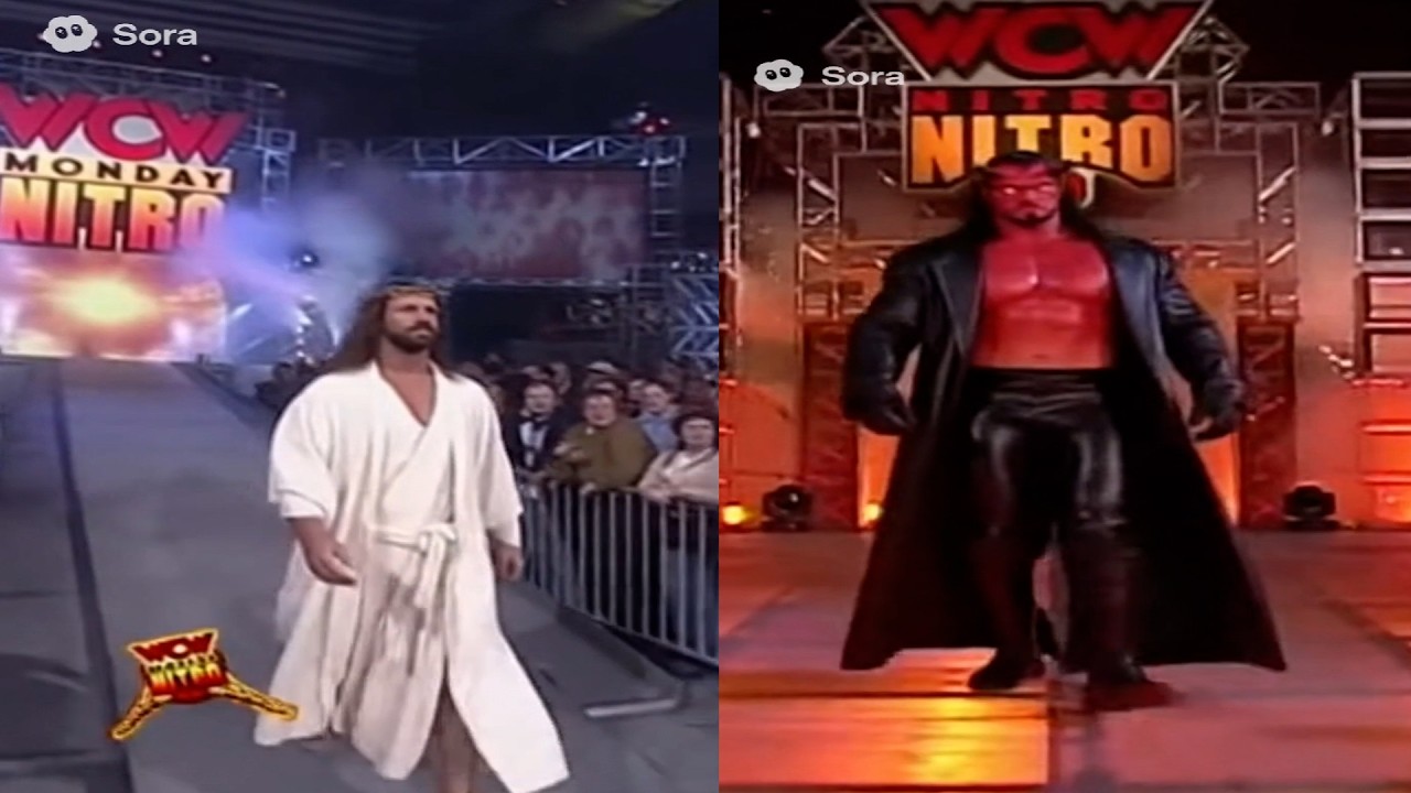 Sora AI:Jesus Vs Satan WCW Monday Nitro Wrestling Match (1998)