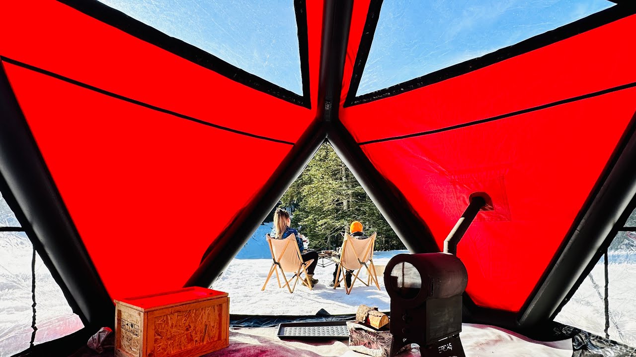 EV KONFORUNDA SICAK ŞİŞME ÇADIR KAMPI | SNOW CAMPING