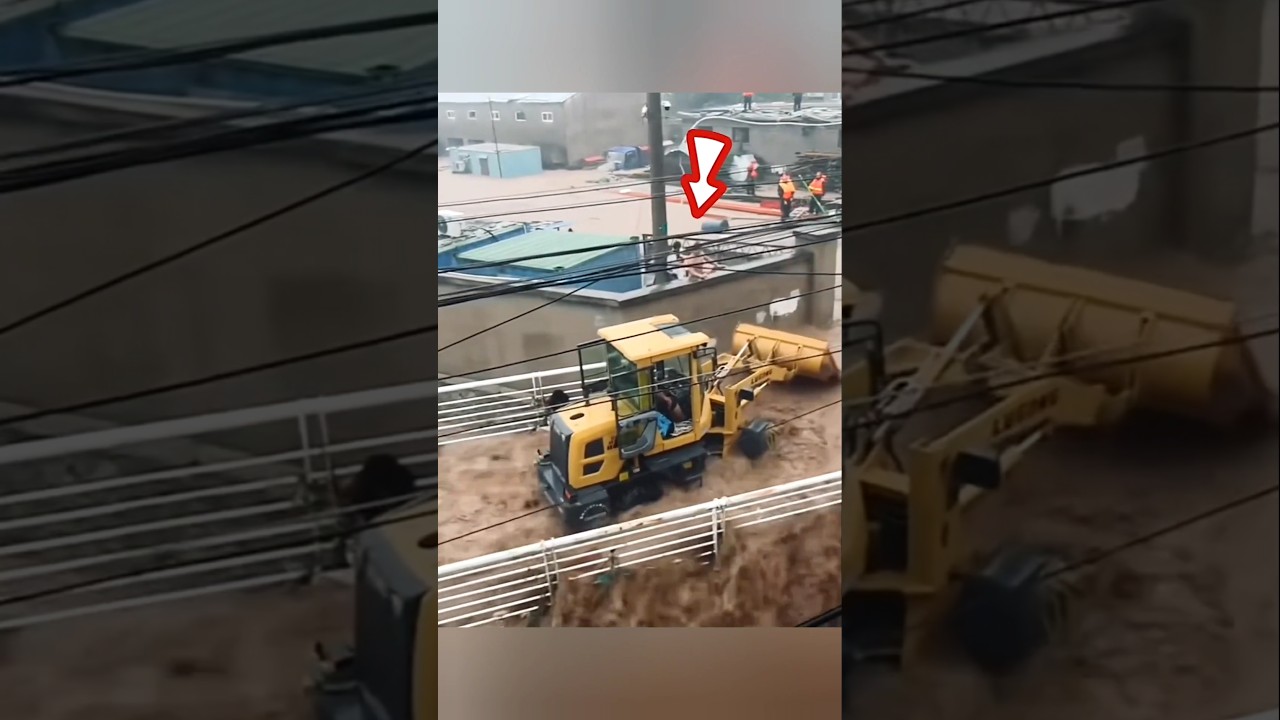 9 People Trapped in Flood&hellip; JCB Operator Did Impossible #JCB #humanity