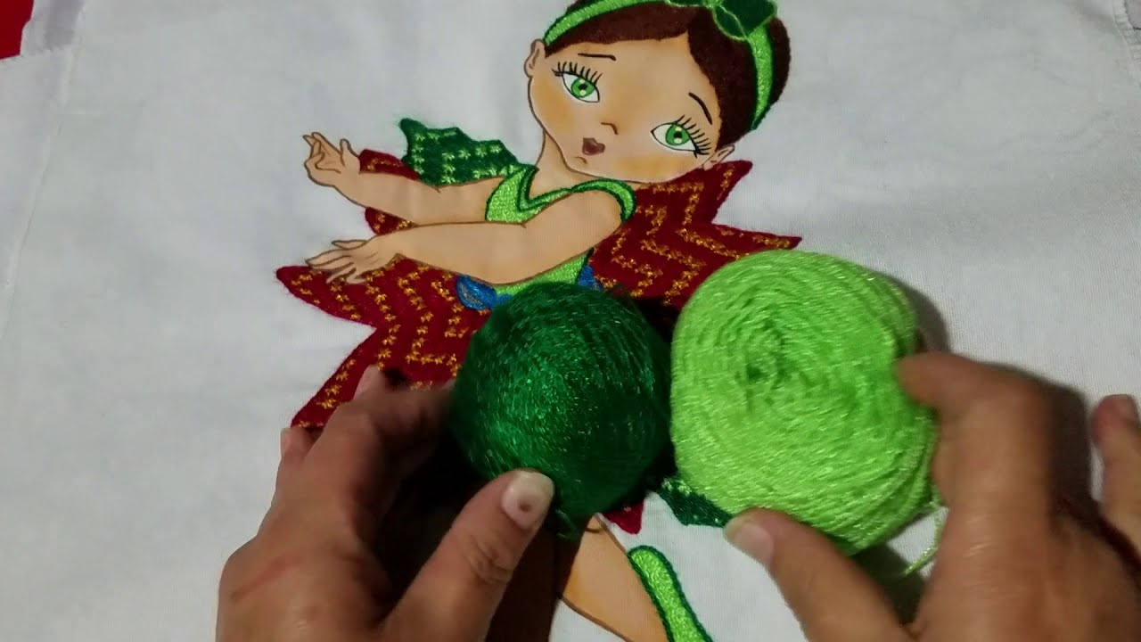 bordar hojas y  niña   flor Nochebuena