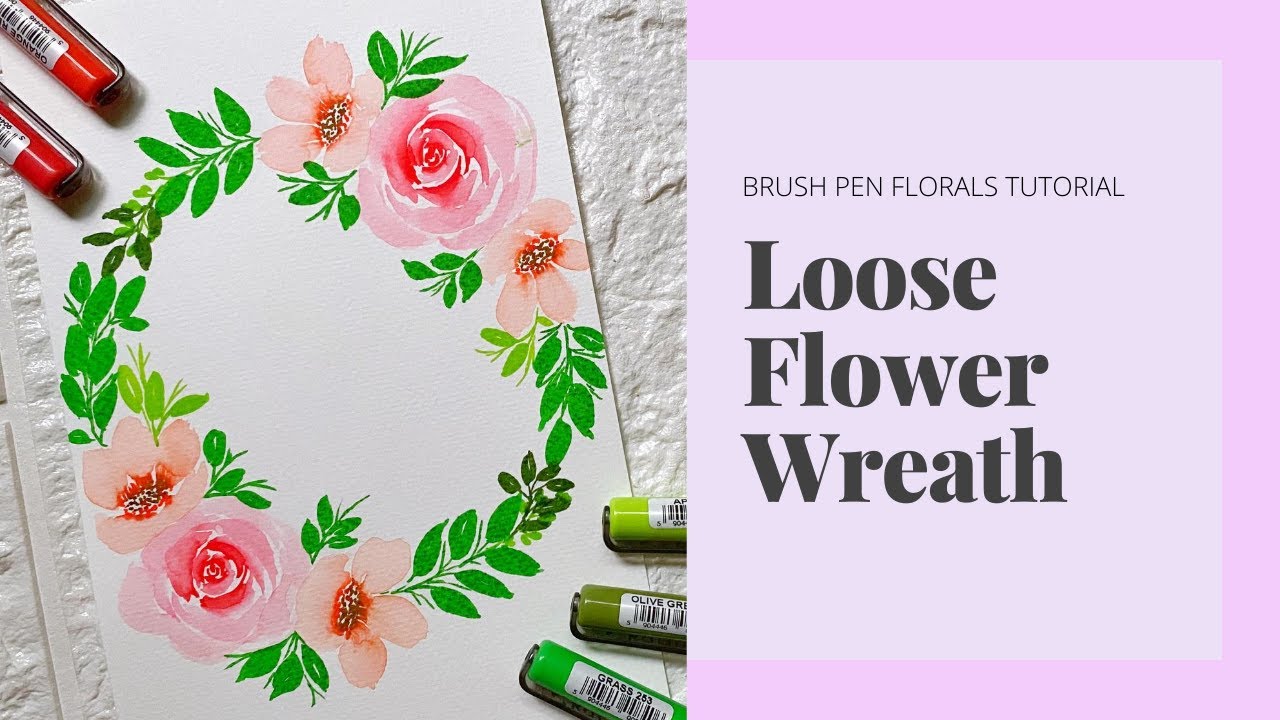 Loose Floral Wreath Tutorial | Easy Painting with Brush Pens for Beginners