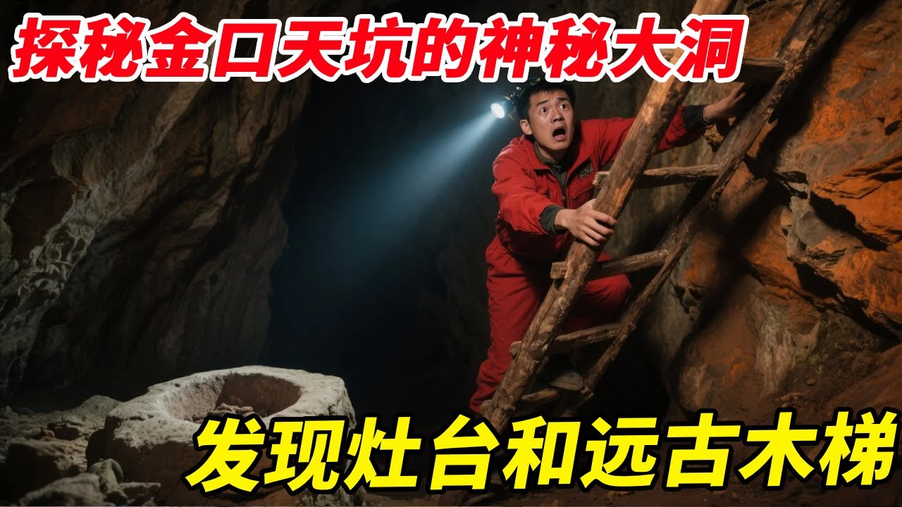 探秘金口天坑的神秘大洞，发现灶台和远古木梯，究竟何人在此生存过？【户外小北哥】