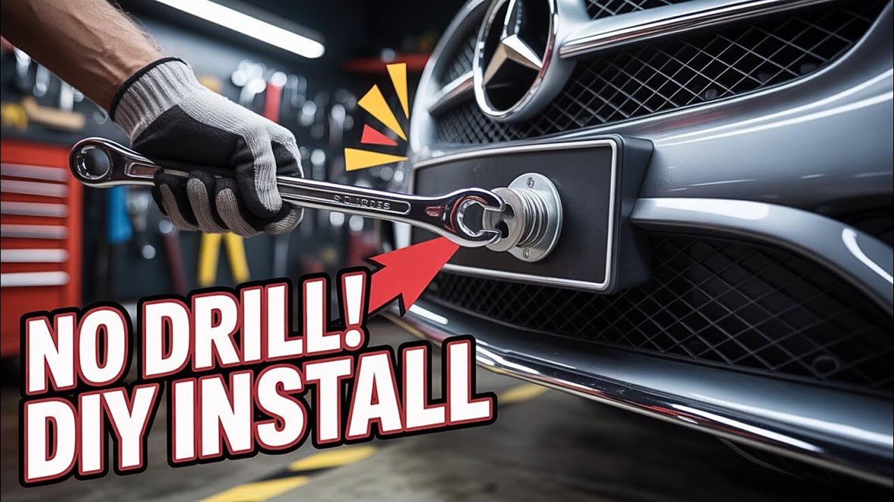 Mercedes Benz License Plate Tow Bar Bracket Installation #mercedesbenz #towbar #diy