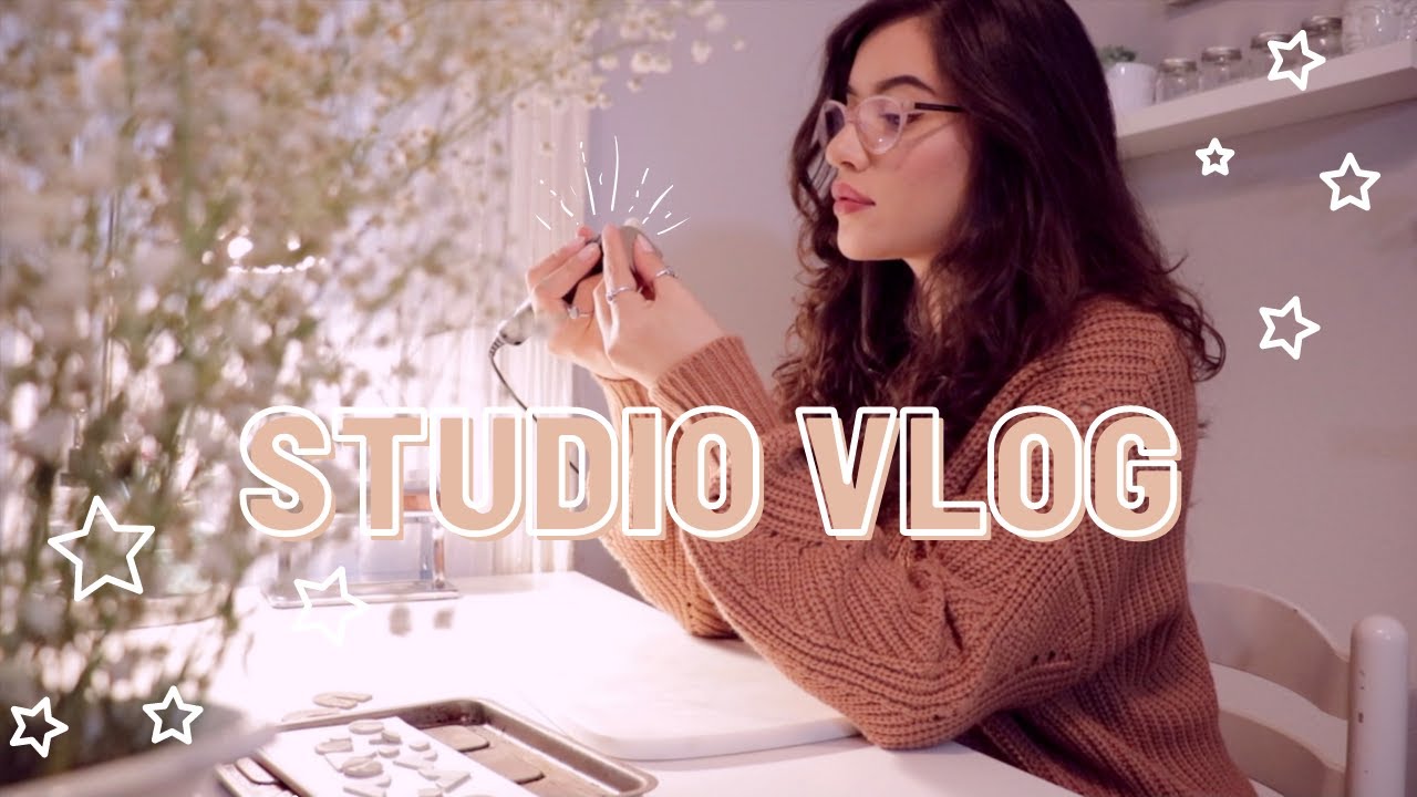 STUDIO VLOG ETSY💖 Snowy adventure, making polymer clay earrings & packaging orders [aesthetic music]