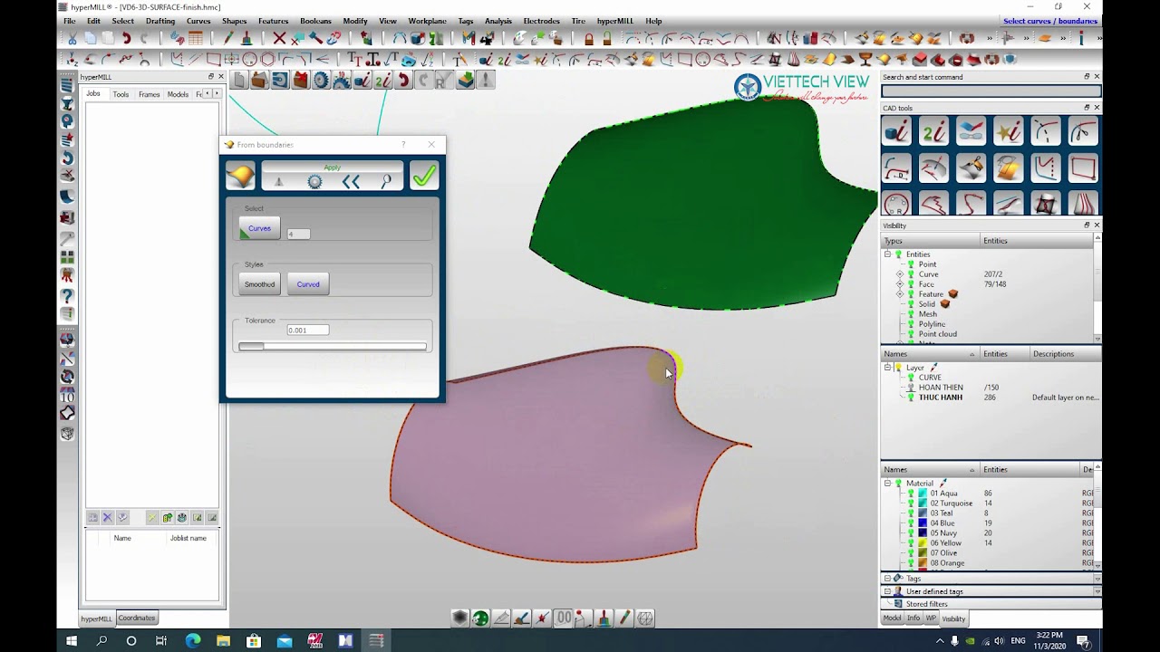 HYPER CAD S-15-ruled -Through -sections -From boundaries for Surface 3D
