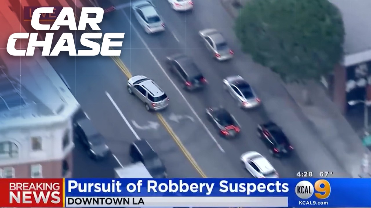 Robbery Suspects take cops on a wild chase through downtown LA!