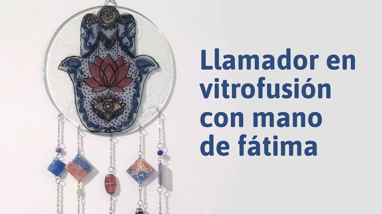 Llamador en vitrofusión con diseño de Mano de Fátima - Ideas creativas