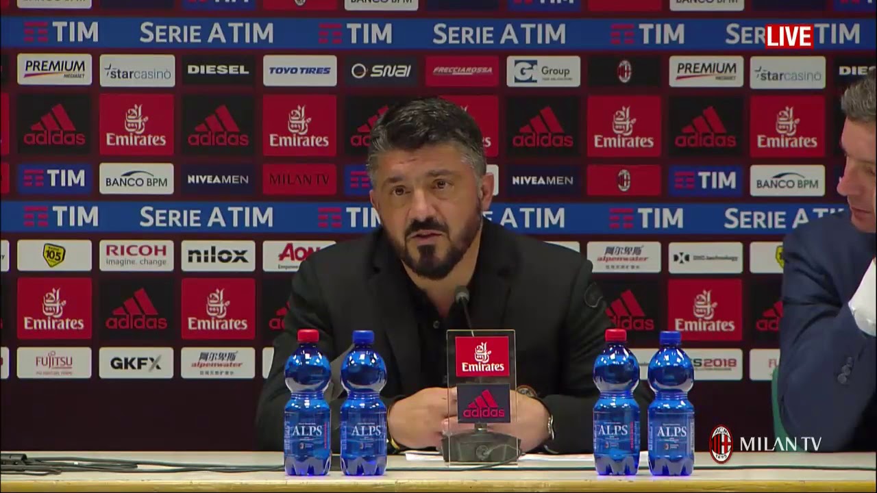 Gattuso conferenza post Milan - Benevento 0-1 [FULL HD] 21.04.2018