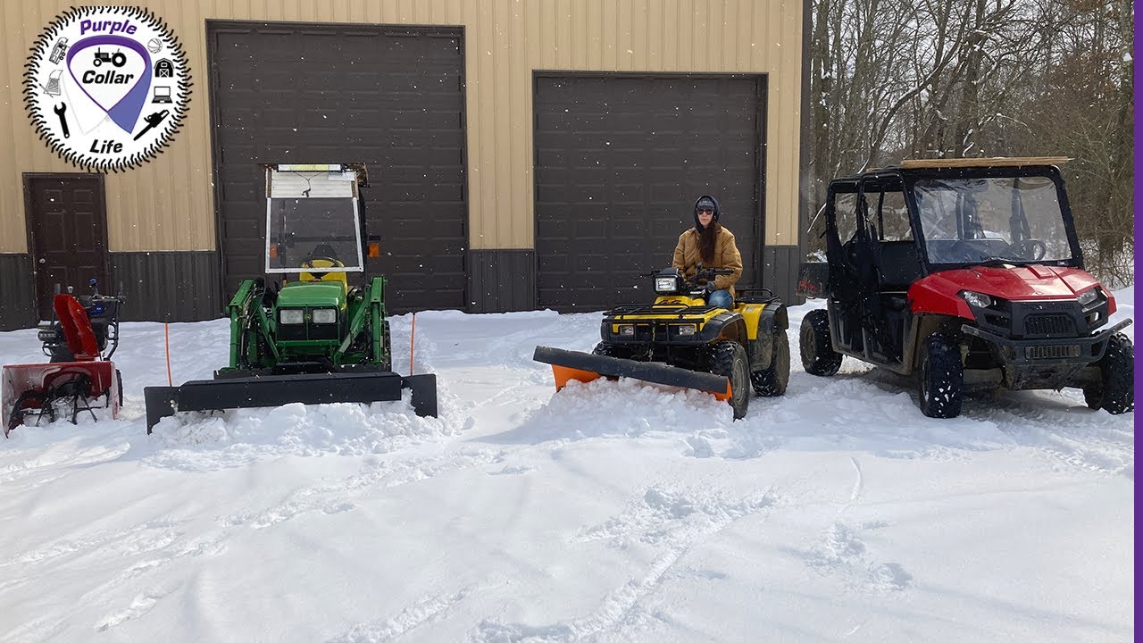 #155: Snow removal. John Deere 2210, Honda Foreman, Toro Power Max, Artillian snow plow.