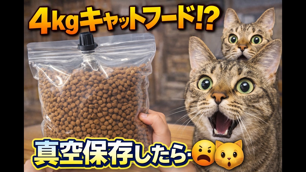 4kgキャットフードどう保存する？｜真空保存と猫の反応が可愛すぎた