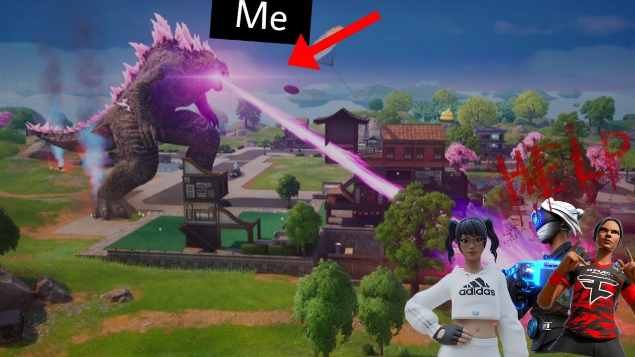 Playing as Godzilla in Fortnite