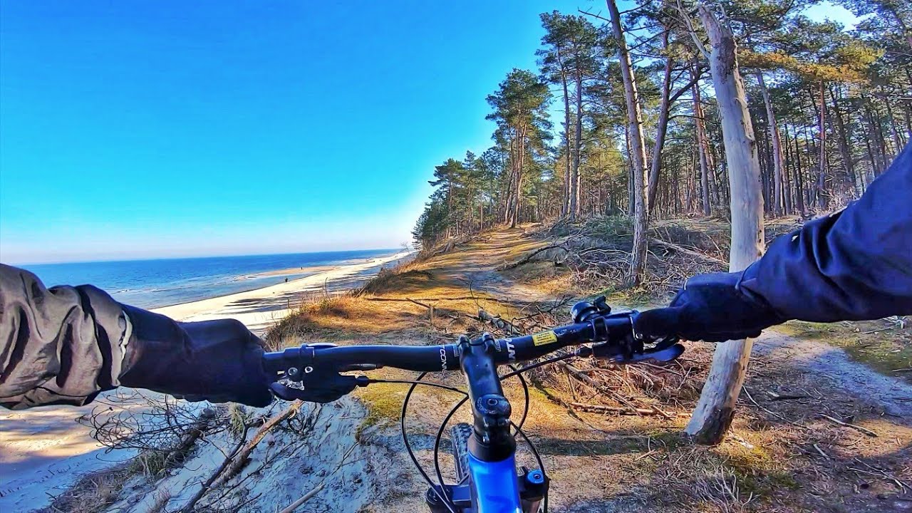 Mierzeja Wiślana MTB singletrack. Stegna - Sztutowo - Kąty Rybackie. Biking on Baltic Sea Coast.