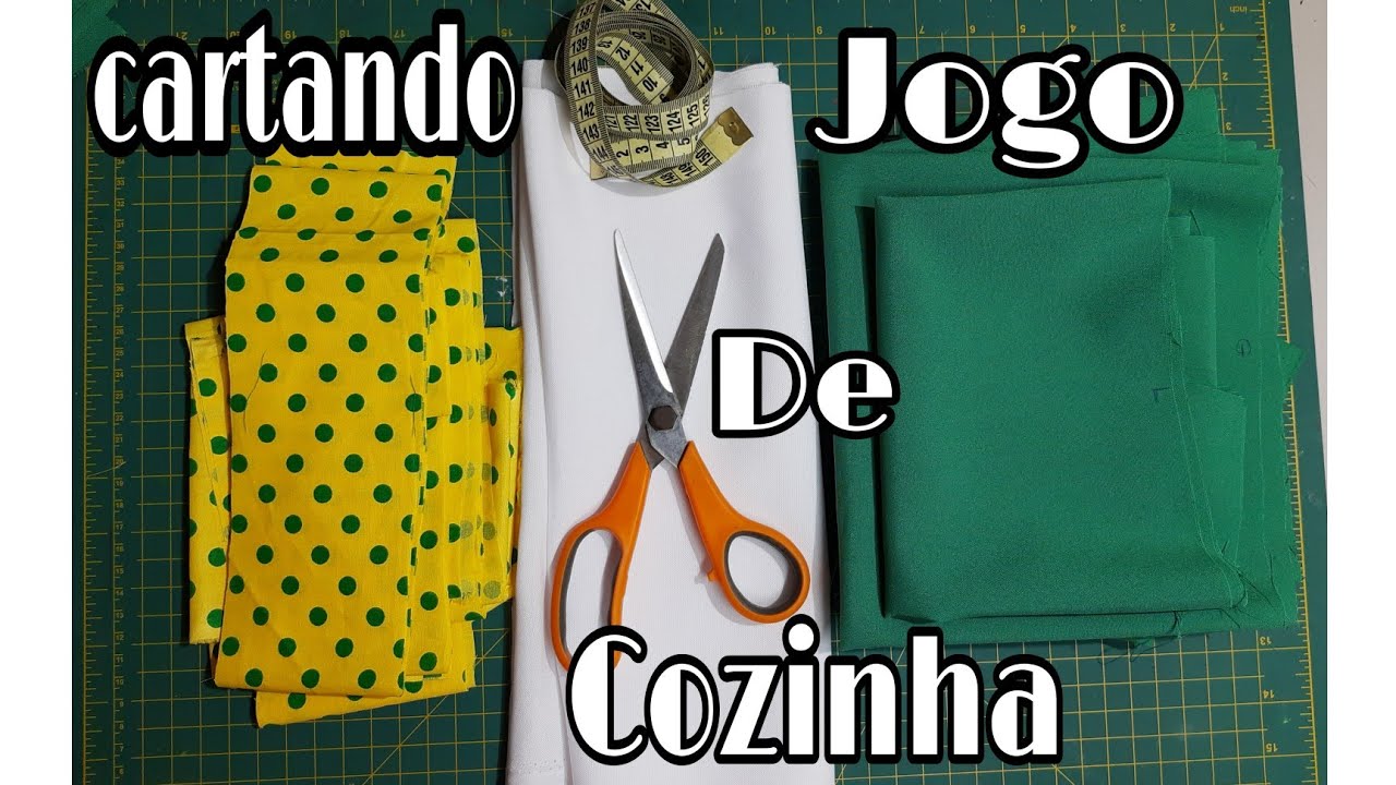 como cortar um jogo de cozinha com 2 metro e meio de tecido para (iniciantes) parte 1