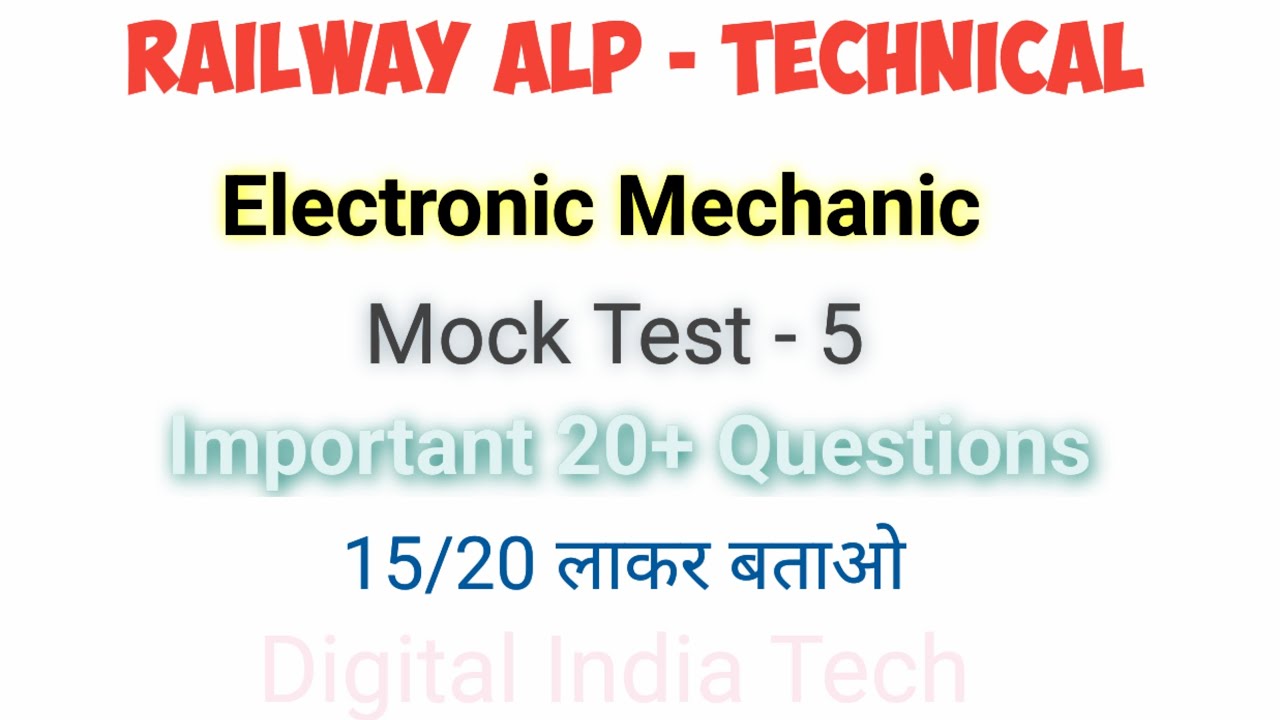 Electronic Mechanic Mock Test 5 | Railway ALP Technical | Electronic mechanic
