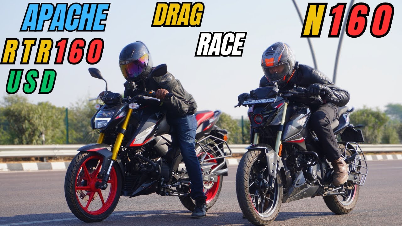 New Apache RTR160 4V vs Pulsar N160 Drag Race