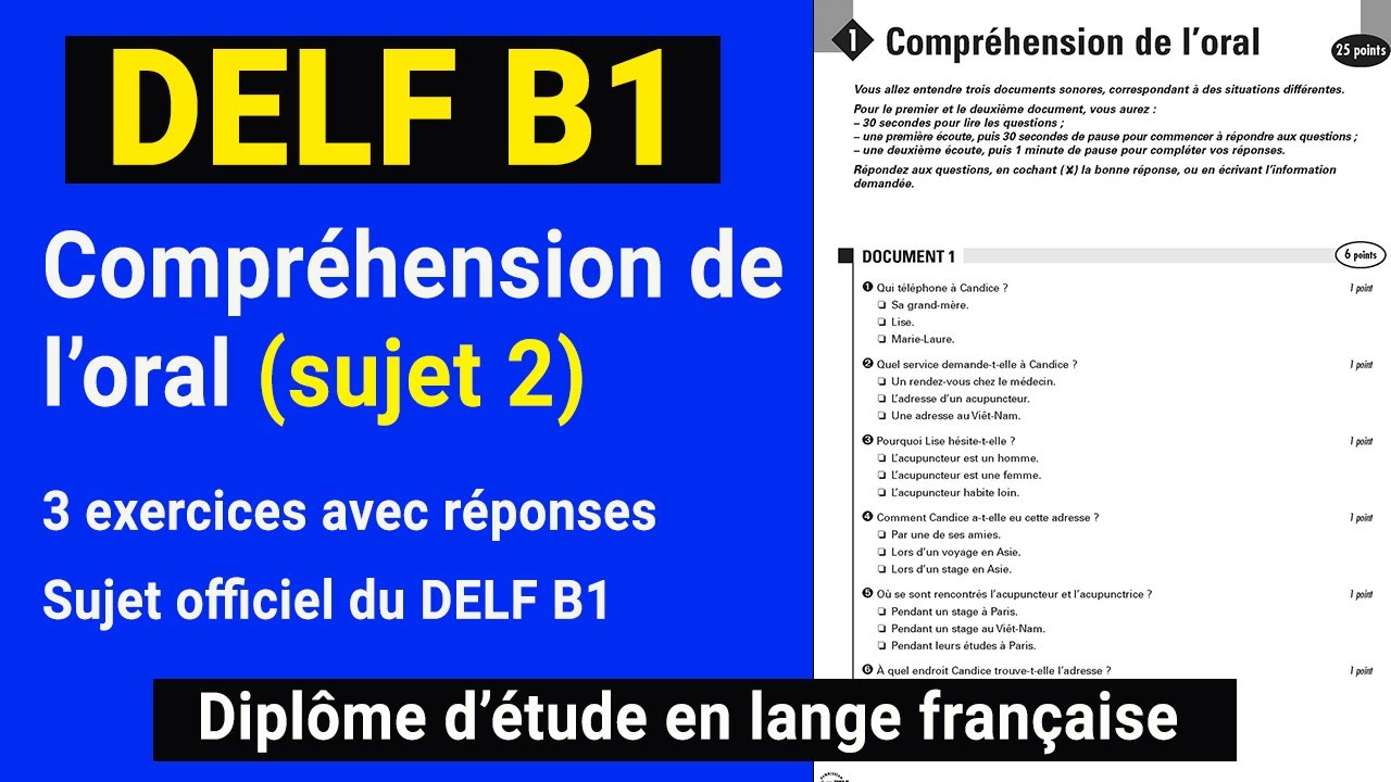 DELF B1 - Compréhension de l'oral (sujet complet 2) | French listening practice DELF B1