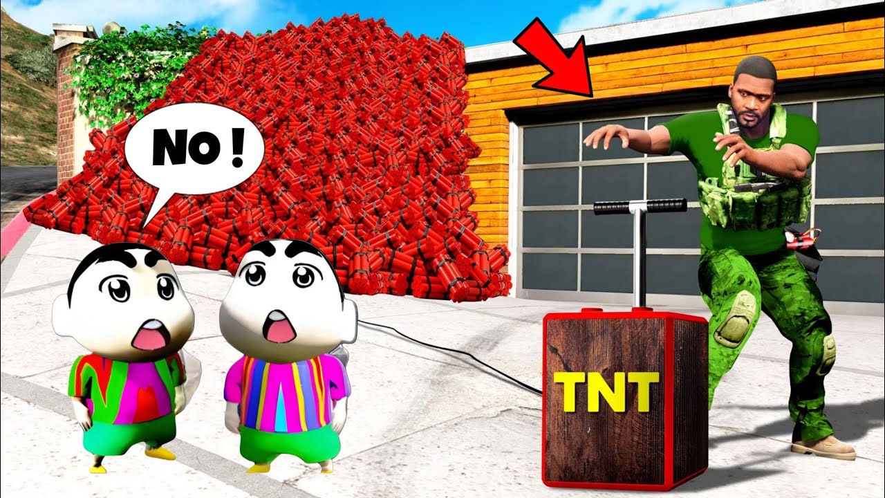 GTA 5 : FRANKLIN, SHINCHAN AND PINCHAN BLAST 💥 THEIR OWN HOUSE 😯