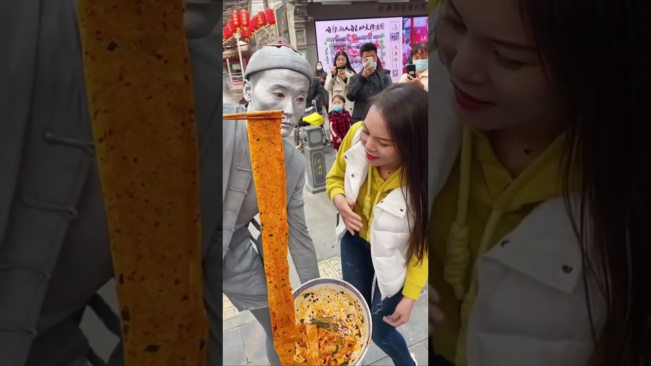 The Lady Finished My Noodles 😭#silverman #funny #performance #statue