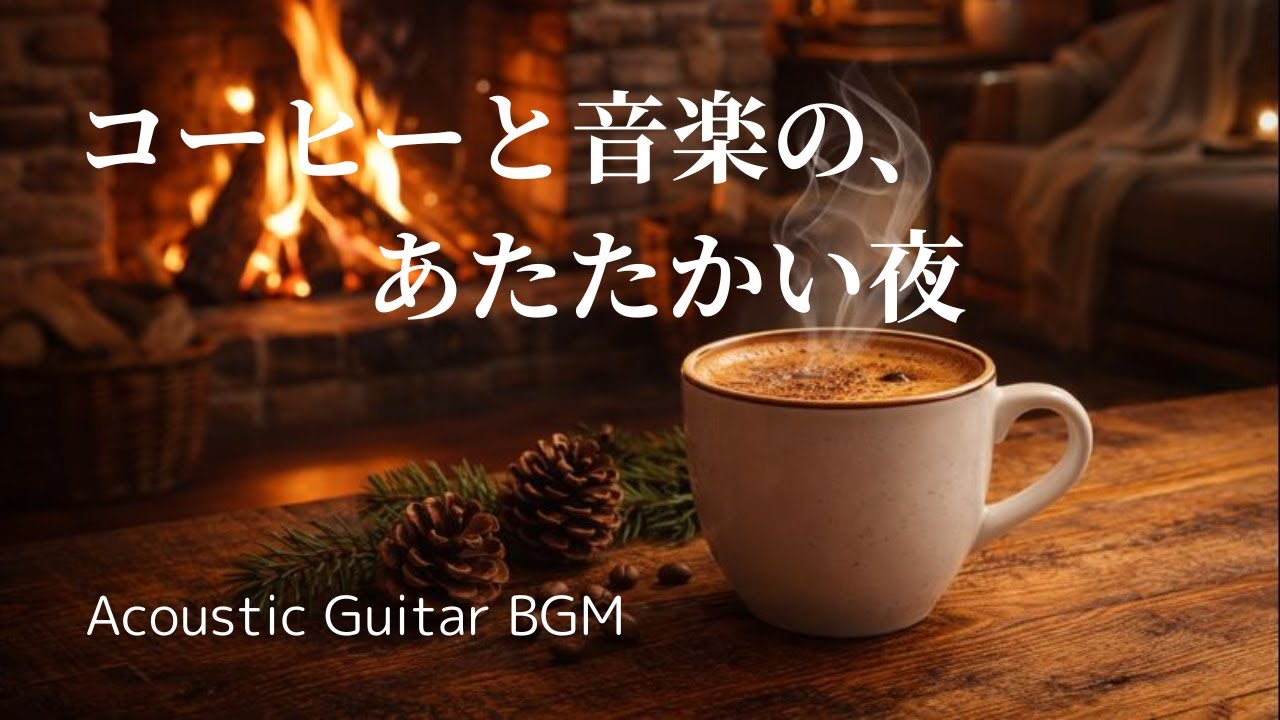 【作業用BGM】暖炉のある部屋で過ごす　冬の夜のアコースティックギター音楽｜癒し・ヒーリング・リラックス・relaxing・calming｜読書用・勉強用・ひとり時間・おうち時間