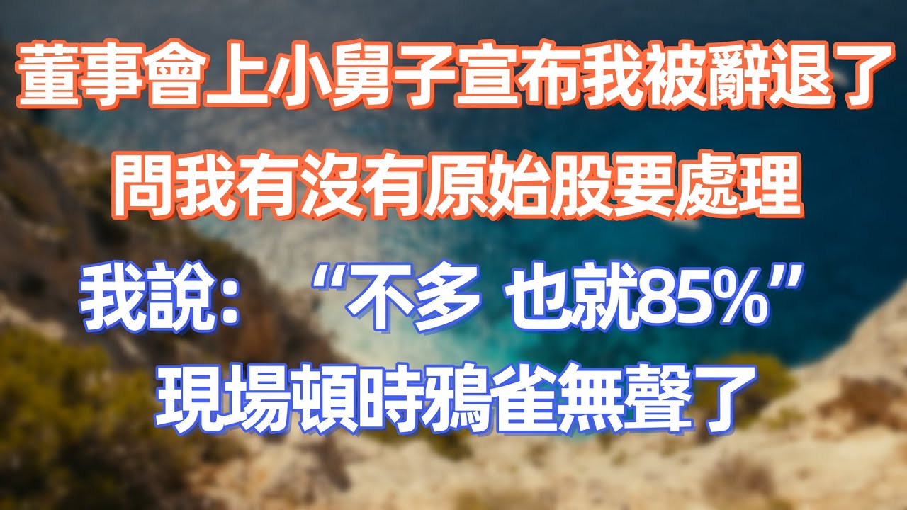 董事會上小舅子宣布我被辭退了，問我有沒有原始股要處理，我說：“不多，也就85%”，現場頓時鴉雀無聲了    #職場 #职场 #故事 #家庭 #退休生活#情感