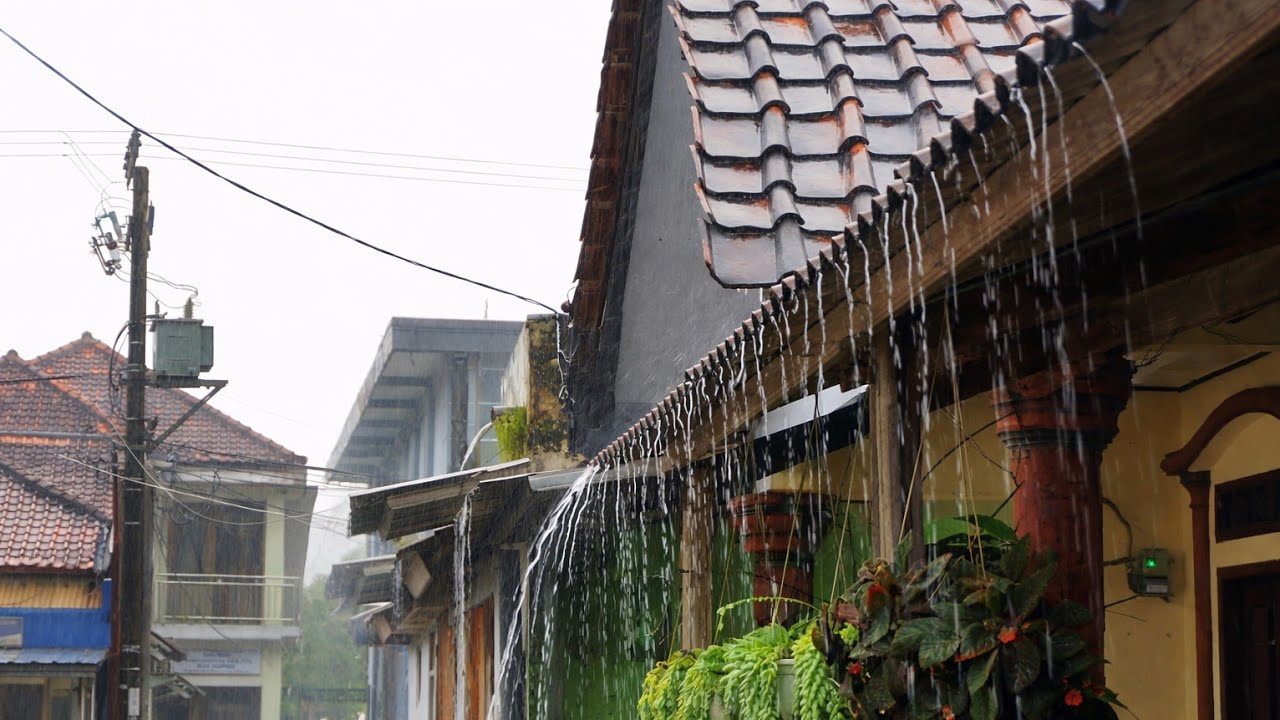 Звуки сильного дождя ночью для спокойного сна