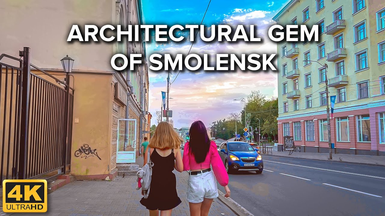 [4K] 🇷🇺 Smolensk, Russia 🌇 Bolshaya Sovetskaya Street | Dnieper River Embankment to Victory Square