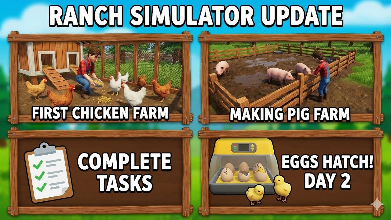 THE EGGS HATCHED! 🐣 Building a Pig Farm! | Ranch Simulator :(Day2)