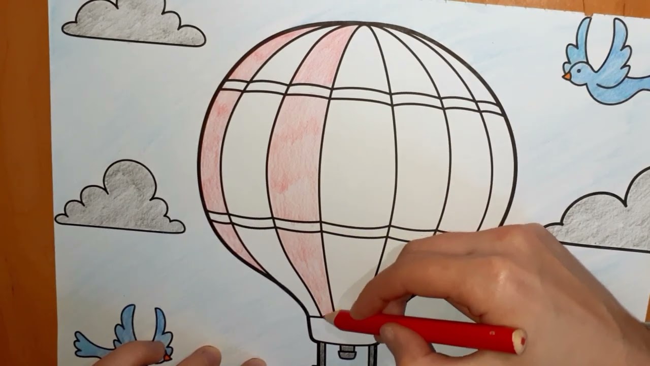 Colouring Air Balloon w/ Relaxing Rain Sounds