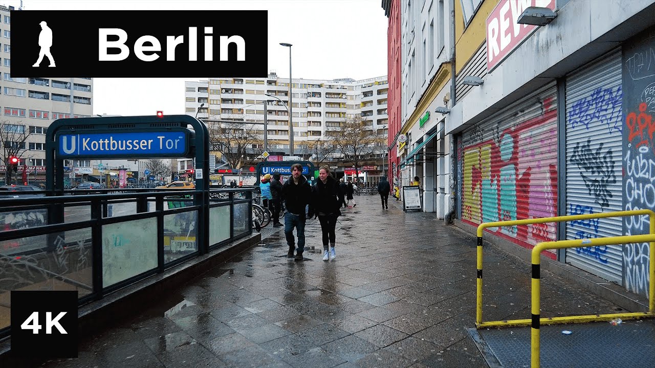 Berlin cloudy walk from Reichenberger Straße to Oranienplatz | Outside Walker | 4k
