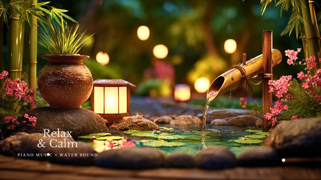 Relaxing Sleep Music with Bamboo Water Sounds 🌿 Deep Sleep, Stress Relief, Calm Mind