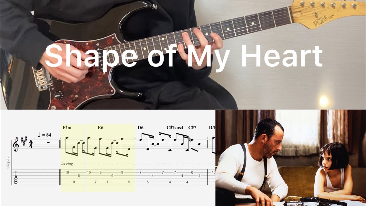 Sting - Shape of My Heart (guitar cover with tabs & chords)