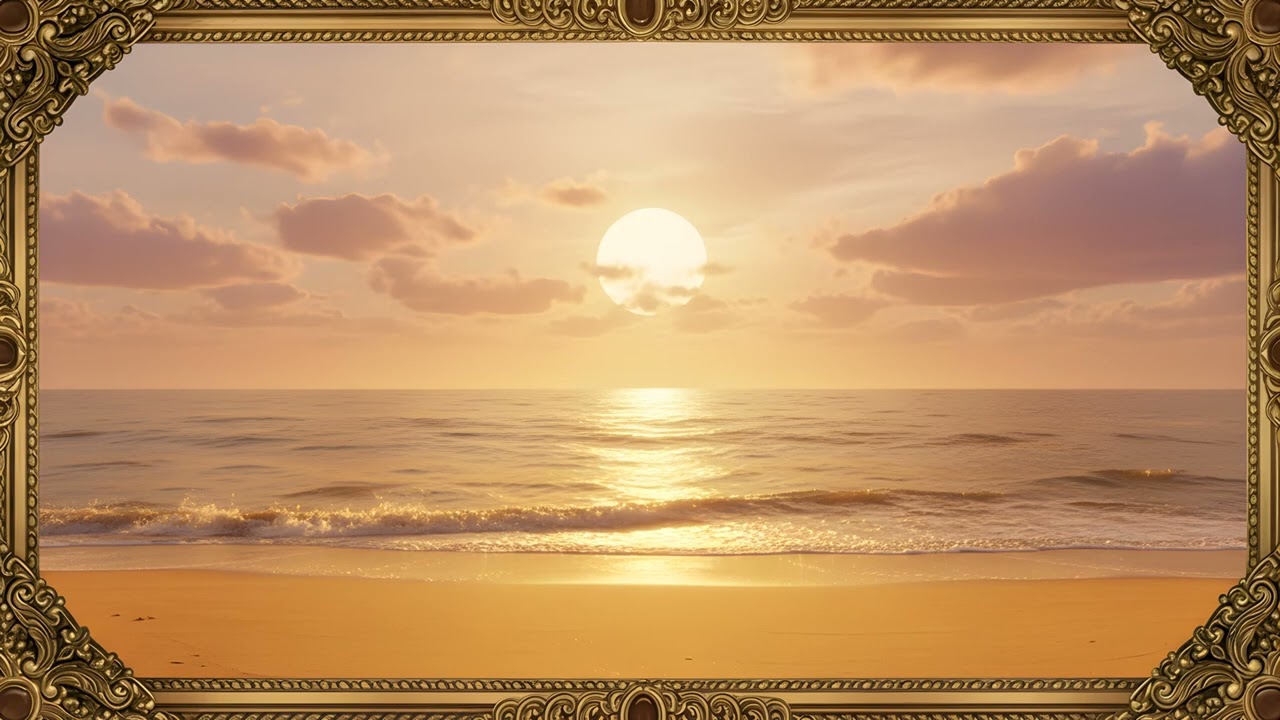 Golden Beach Sunset 8K Ultra HD Screensaver – 5 Hours Immersive Nature Wall Art for Living Room TV