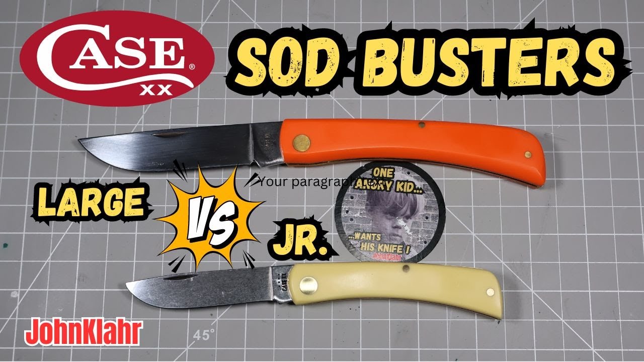 Yellow Synthetic Case XX Sod Buster Jr vs Orange Large Sod Buster