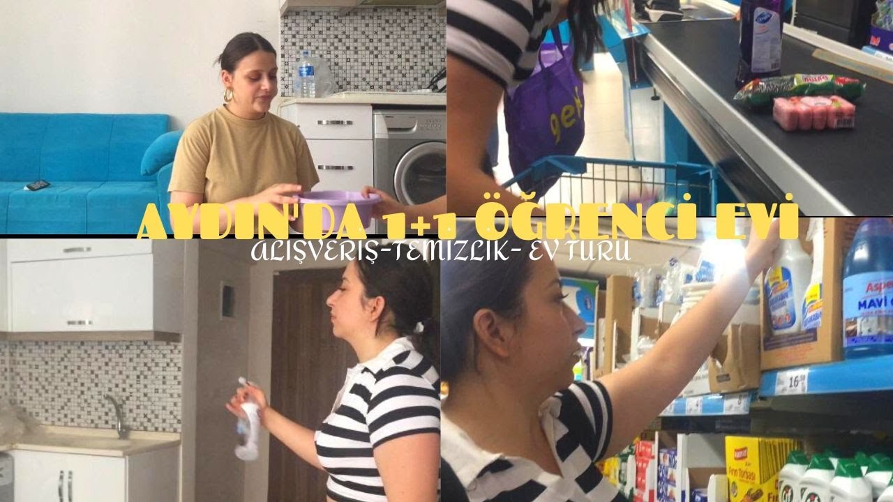 VLOG |Aydın'da 1+1 Öğrenci Evi Alışverişi\Temizliği\Turu 🔑🏡