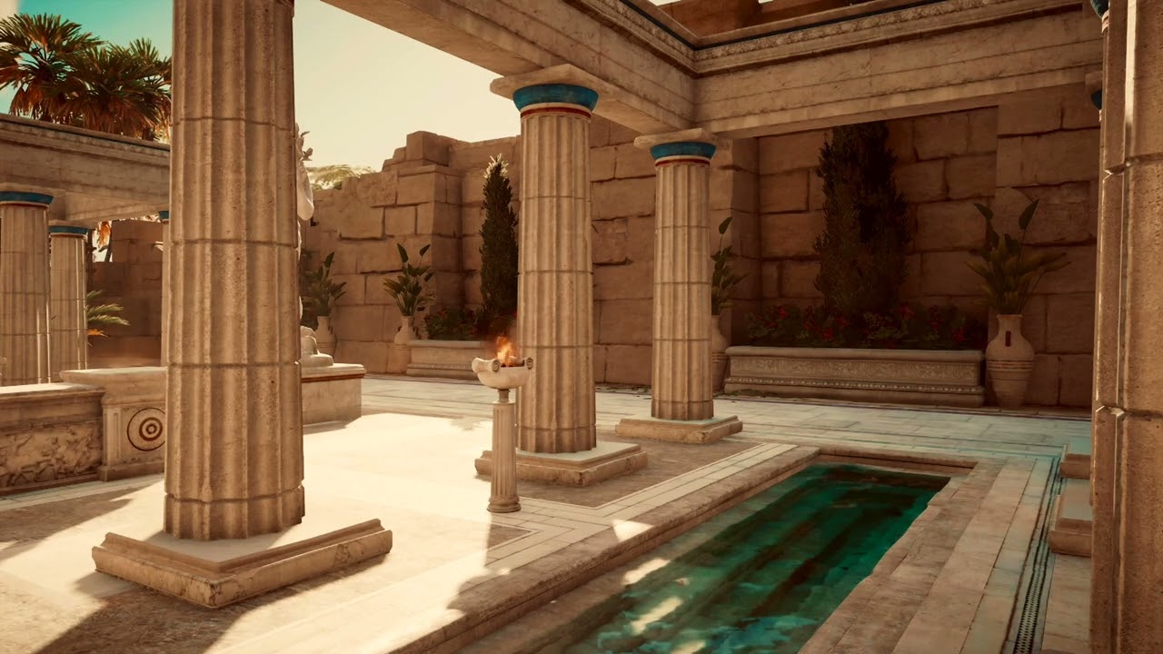 🇬🇷Ancient Greece Ambience Relaxing and Healing Music | Ancient Ambience| Fire ASMR| 4K HD