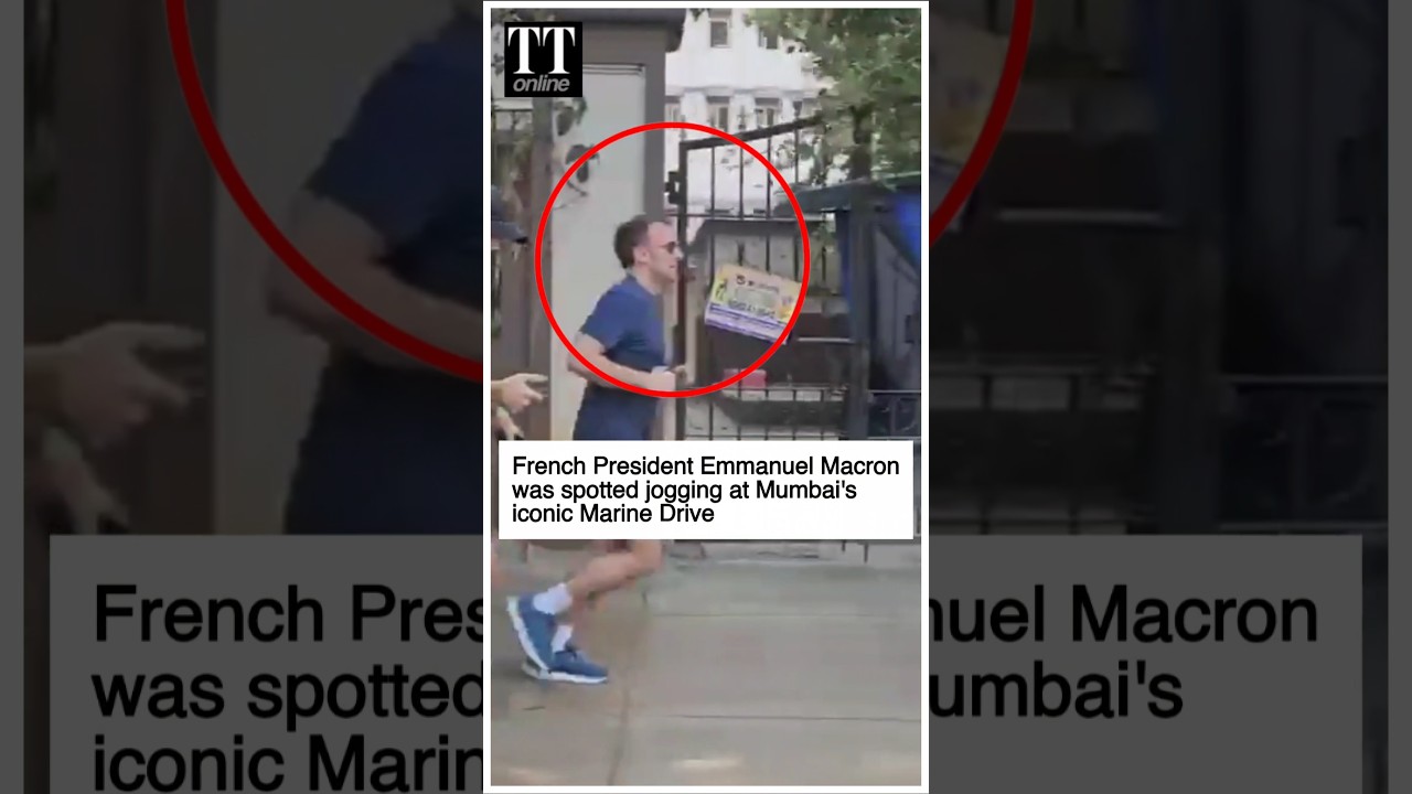 Watch | Emmanuel Macron Starts India Visit With Early Morning Run at Marine Drive #emmanuelmacron