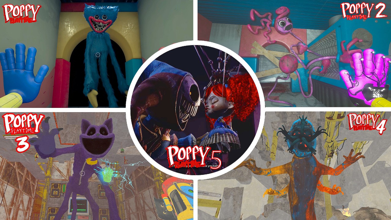 Poppy Playtime: Chapters 1, 2, 3, 4, 5 - All BOSSES and ENDINGS in BRIGHT Mode & Jumpscares #25