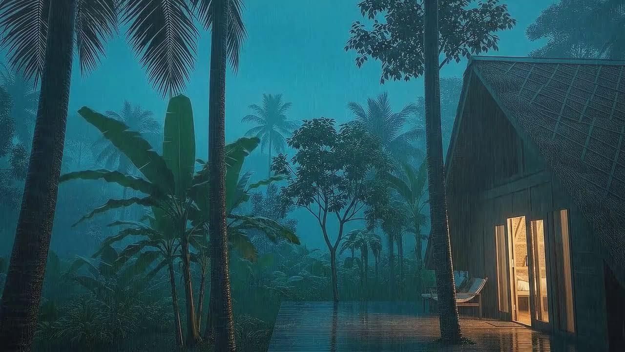 Forest Cabin Rain Night with Gentle Thunder for Quick Sleep 🌧️