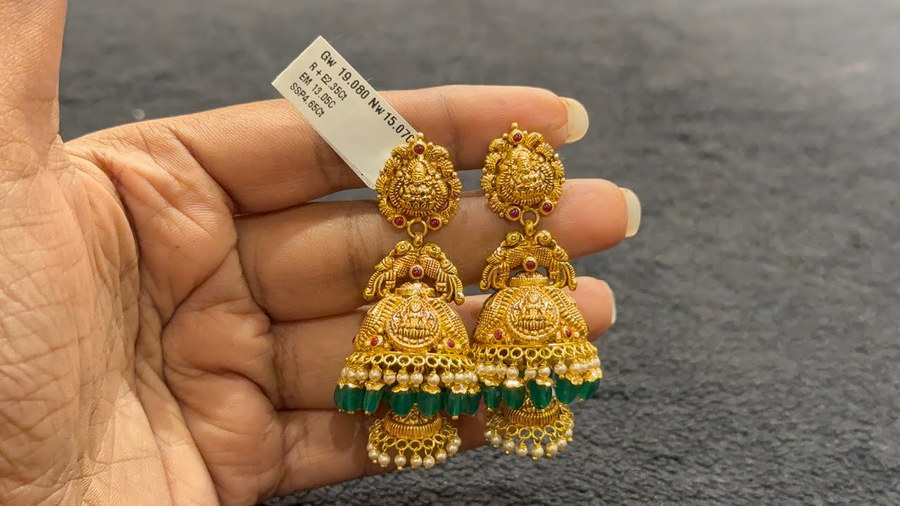 😱7 గ్రాములకే పెద్ద సైజ్ బుట్టలు Latest Jhumka Earrings Collections From 7g #gold #earrings #trending