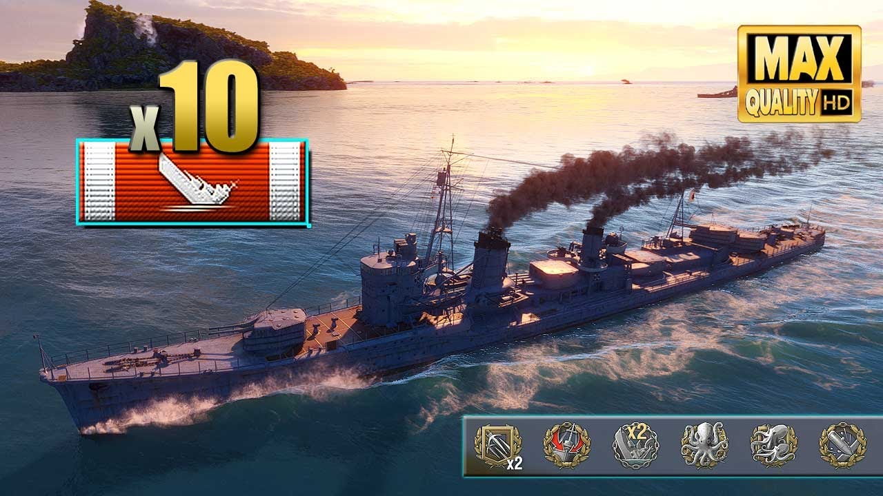 Asashio B: 10 ships destroyed on map Trap - World of Warships
