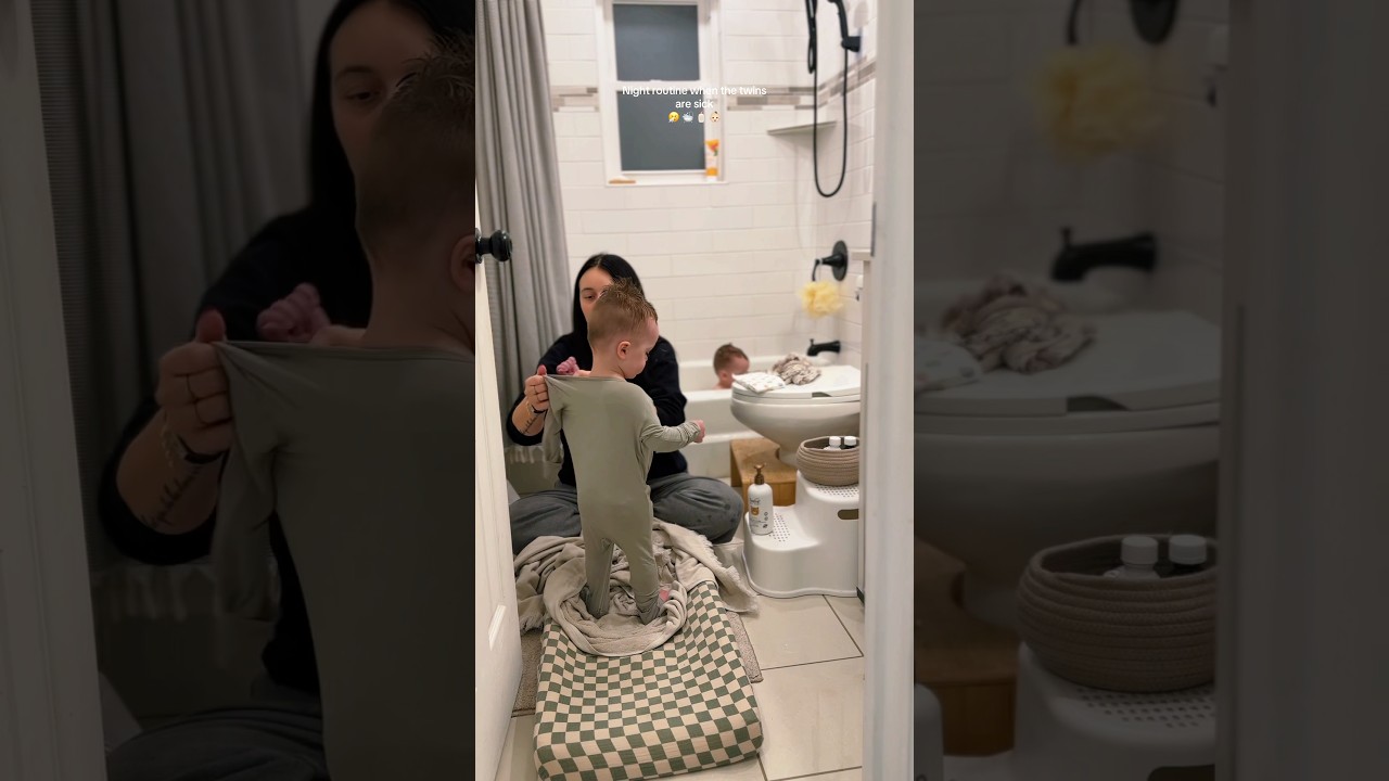 Sick night routine with my identical twins 🤧