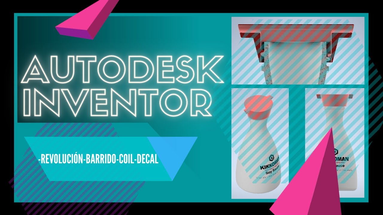 | Autodesk Inventor |Modelado botella | Barrido | Revolución | Coil | Decal |