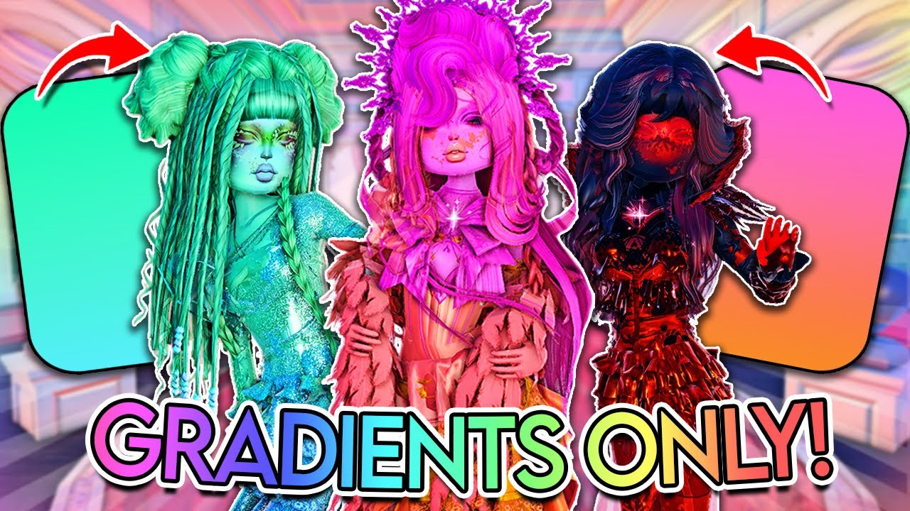 ONLY USING *GRADIENTS* for EVERY ROUND in DRESS TO IMPRESS!  (Ombre Color Challenge) | 2