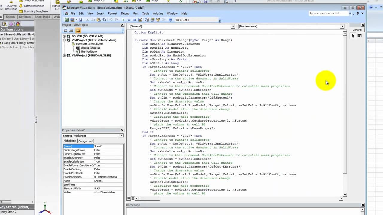 Using the Excel Solver and SolidWorks API to Solve Engineering Problems