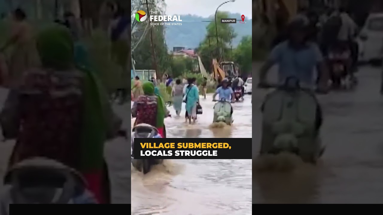 Manipur flood crisis: Iril River in spate, submerges homes and roads in Imphal | #shorts