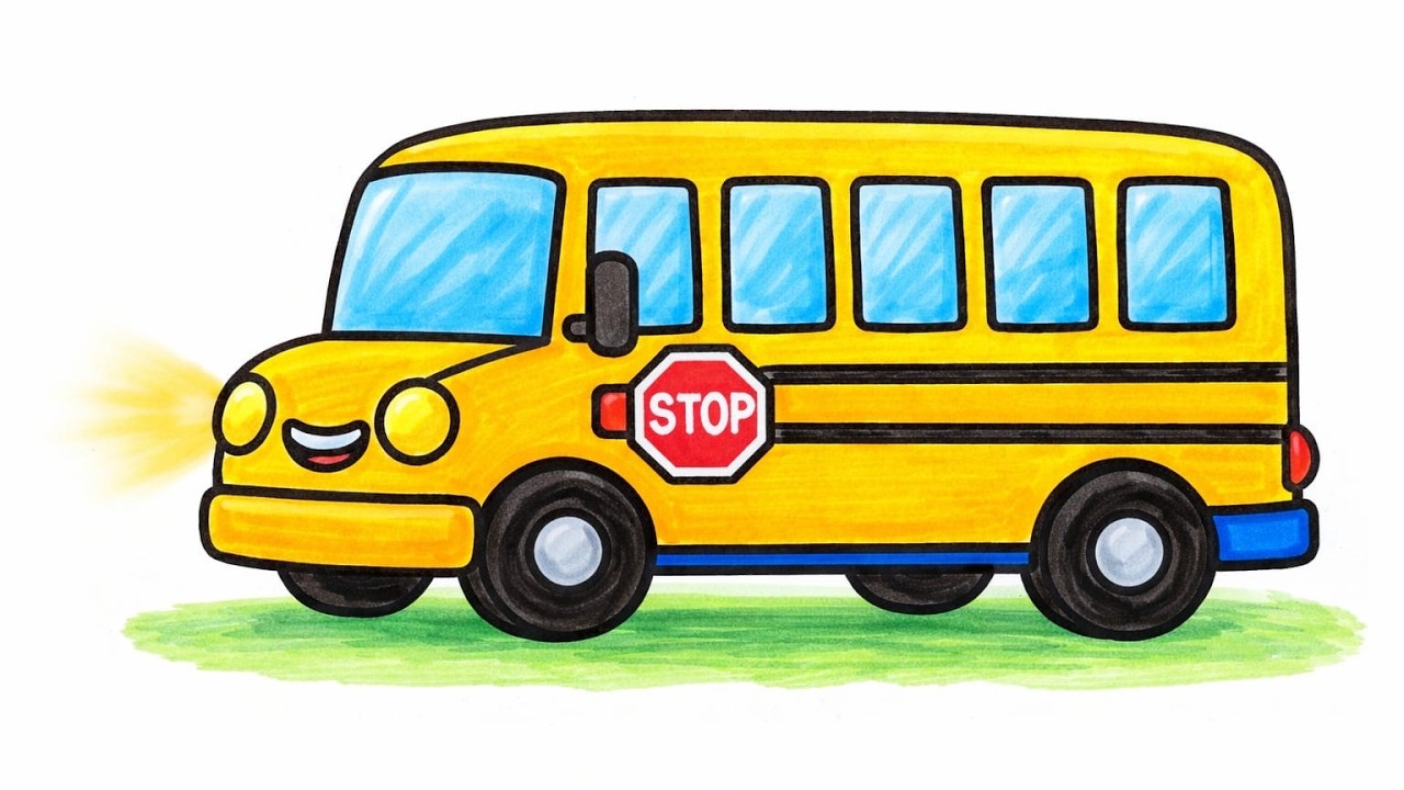 ​🚌🚍 Easy Bus Drawing for Kids | Drawing, and Coloring for Kids | Toddler Art Learning Video 🖌️🎨✨
