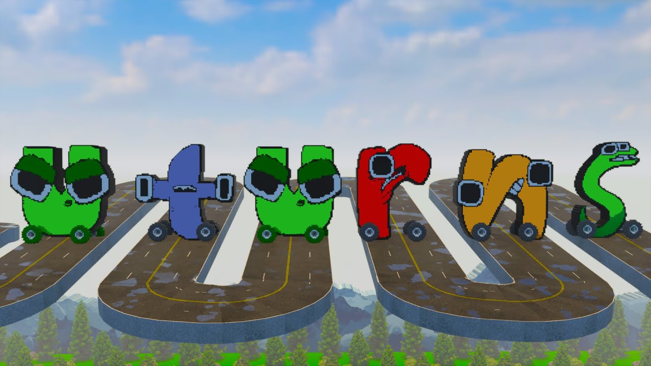 Lowercase Alphabet Lore Cars vs U TURNS in Teardown