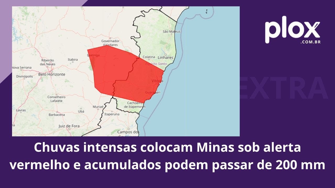 Chuvas intensas colocam Minas sob alerta vermelho e acumulados podem passar de 200 mm