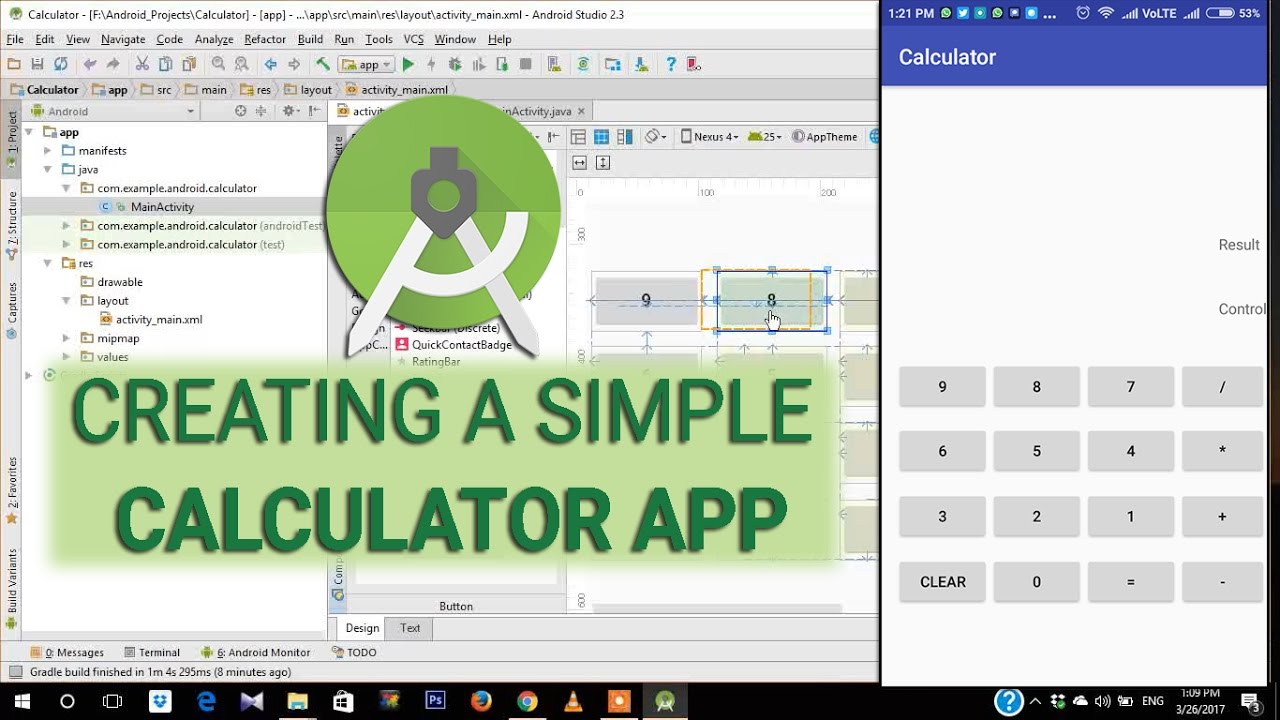 Calculator App Tutorial E01 - Creating a Simple Calculator Layout in Android Studio 2.3